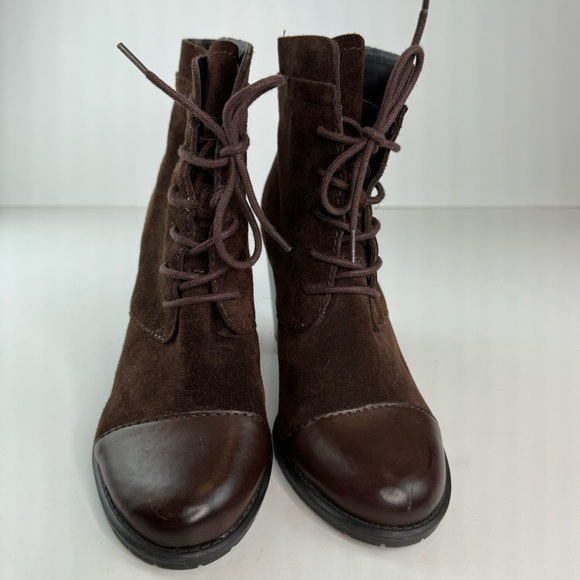 Franco Sarto Ozzie Dark Brown Suede Leather Lace Up Cap Toe Ankle Boot - Picture 14 of 15